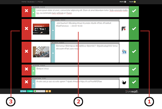 Zone modération des questions envoyés par le public